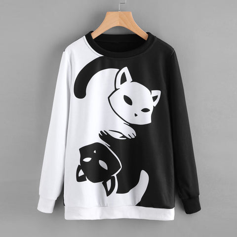 Yin & Yang Cat Sweatshirt - Funny Kitten Shop